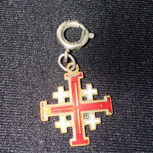 Jerusalem cross Red White Cross Pendant Charm Vintage Crucifix